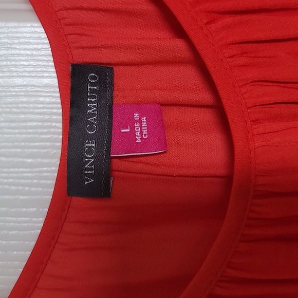 Vince Camuto Blouse Shoulder drop w/tiny strings.Size L Color Orange/Silk - Picture 5 of 5
